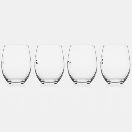 4 x Elegante handgeschriebene Skriptnamen und benu Weinglas Ohne Stiel (Links)