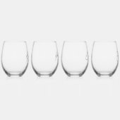 4 x Elegante handgeschriebene Skriptnamen und benu Weinglas Ohne Stiel (Rechts)