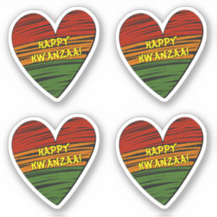 4 x Happy Kwanzaa Juneteente Your Text Heart Aufkleber