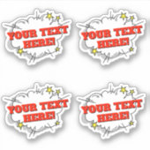 4 x Ihr Name Text auf Cloud Burst Pop Art 4" Vinyl Aufkleber (Vorderseite)