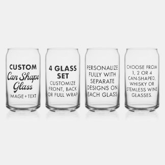 4 x Personalisiertes Formglas 16oz Dosenglas