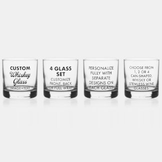 4 x Personalisiertes Whiskey-Glas 12oz Whiskyglas