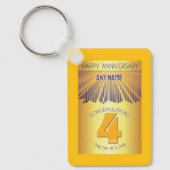 4 Year Sober Anniversary | Golden Ray 12 Step Schlüsselanhänger (Vorderseite)