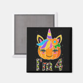 4 Years Old Unicorn Pumpkin Cute Design Birthday H Magnet (Vorderseite/Rückseite)
