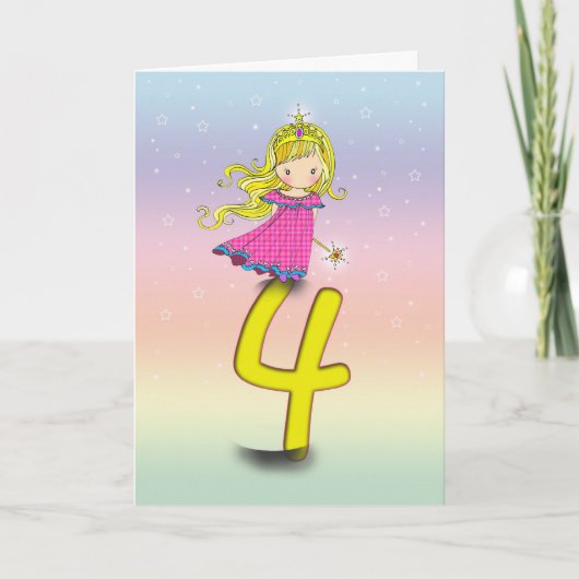 4 Years Princess Birthday Card Karte (Vorderseite)
