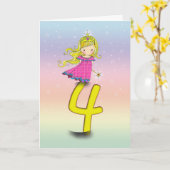4 Years Princess Birthday Card Karte (Gelbe Blume)