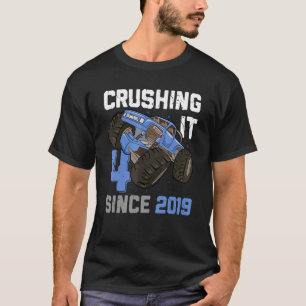 4 Zerkleinern Seit 2019 Monster Truck 4. Birthda T-Shirt