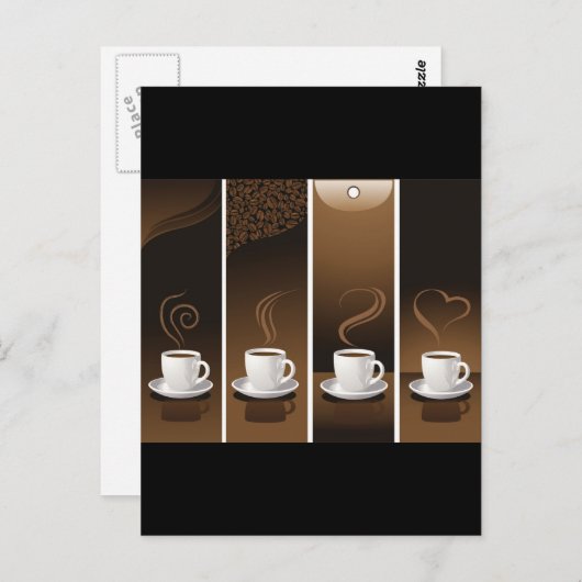 4CupsKaffee Postkarte (Vorne/Hinten)