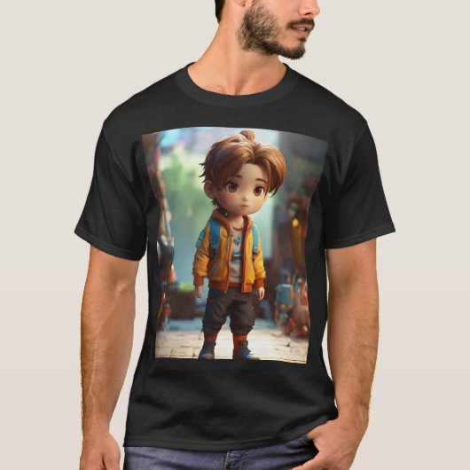 4D Ganzkörperfotografischer Chibi Boy T - Shirt (Vorderseite)