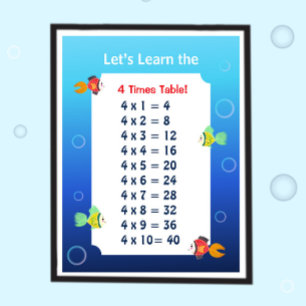 4er-Reihe Poster für Kinder Ozean-Mathematik