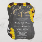 4Ever Liebe Chalkboard Sonnenblume Einladung Hochz (Vorne/Hinten)