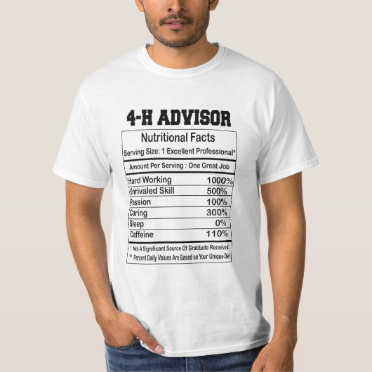4H Advisor Nutritional Facts Tshirt (Vorderseite)