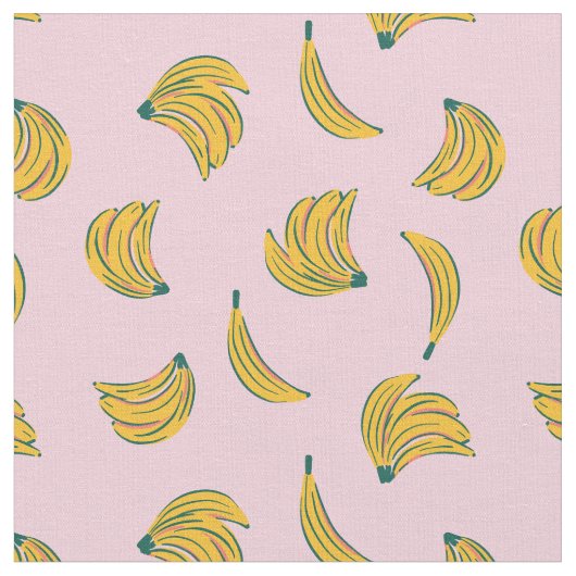 (4in) Coole Bananenbilder im rosa Hintergrund Stoff (Nahaufnahme)