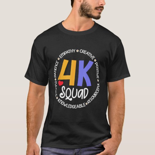 4K Squad Crew Team Teacher Kindergarten Kinder Ele T-Shirt (Vorderseite)