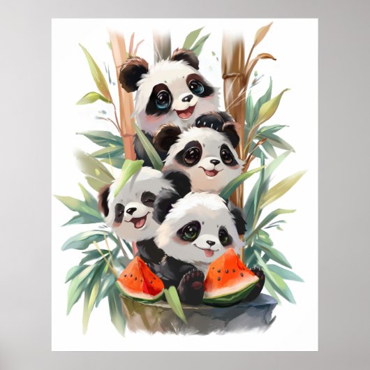 4pandas und eine Wassermelone Poster (Vorne)