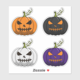4PC Halloween Spooky Pumpkin Stickers - Multicolor Aufkleber