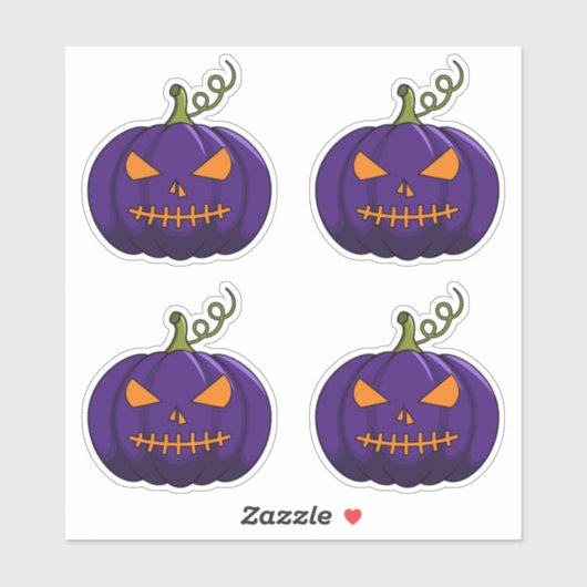 4PC Pumpkin Stickers - Halloween Jack-o' Lantern Aufkleber (Blatt)