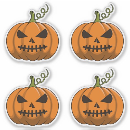 4PC Pumpkin Stickers - Halloween Jack-o' Lantern Aufkleber (Vorderseite)