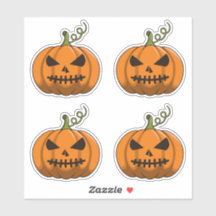 4PC Pumpkin Stickers - Halloween Jack-o' Lantern