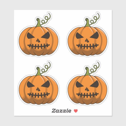4PC Pumpkin Stickers - Halloween Jack-o' Lantern Aufkleber (Blatt)