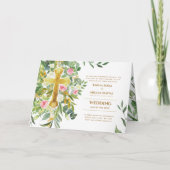 4pg Blumenkreuz Hochzeitsprogramm Karte (Vorderseite)