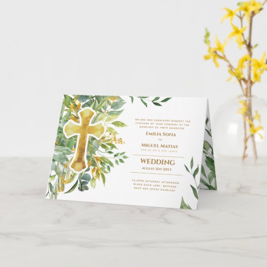 4pg Blumenkreuz Hochzeitsprogramm Karte (Gelbe Blume)