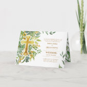 4pg Blumenkreuz Hochzeitsprogramm Karte (Vorderseite)