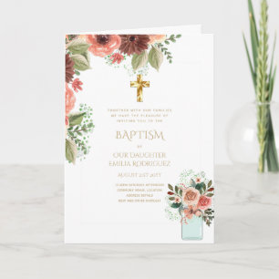 4pg Floral BAPTISM Einladungen - Programm