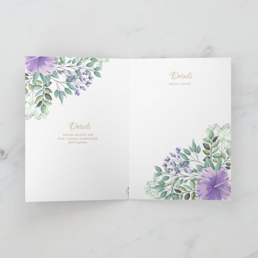 4pg Floral BAPTISM Einladungen - Programm (Innenseite)