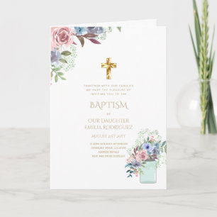 4pg Floral BAPTISM Einladungen - Programm