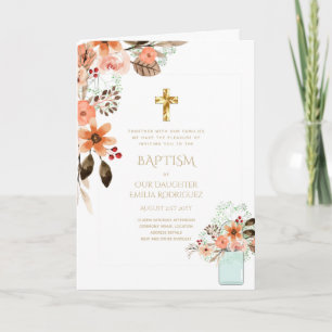 4pg Floral BAPTISM Einladungen - Programm