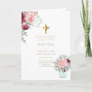 4pg Floral BAPTISM Einladungen - Programm