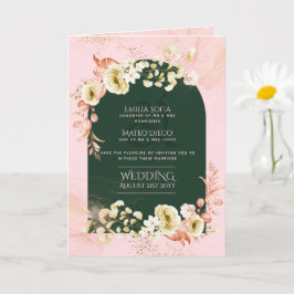 4pg Hispanic Floral Wedding Program Bilingual Chic Karte