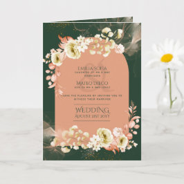 4pg Hispanic Floral Wedding Program Bilingual Chic Karte