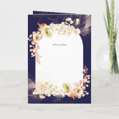 4pg Navy Blue Coral Floral Wedite Program Karte (Rückseite)