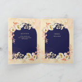 4pg Navy Blue Coral Floral Wedite Program Karte (Innenseite)