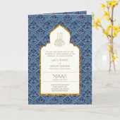 4pg NIKAH WALIMA Invite Blue Verziert Islamic Karte (Gelbe Blume)