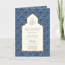 4pg NIKAH WALIMA Invite Blue Verziert Islamic
