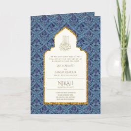 4pg NIKAH WALIMA Invite Blue Verziert Islamic Karte