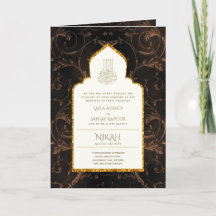 4pg NIKAH WALIMA Invite Gold Verziert islamisch
