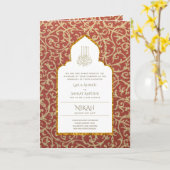 4pg NIKAH WALIMA Invite Red Gold Verziert Karte (Gelbe Blume)