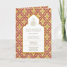 4pg NIKAH WALIMA Invite Red Gold Verziert