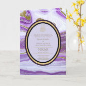 4Pg NIKAH WALIMA Lila Gold Marmor Agate Glitzer Karte (Gelbe Blume)