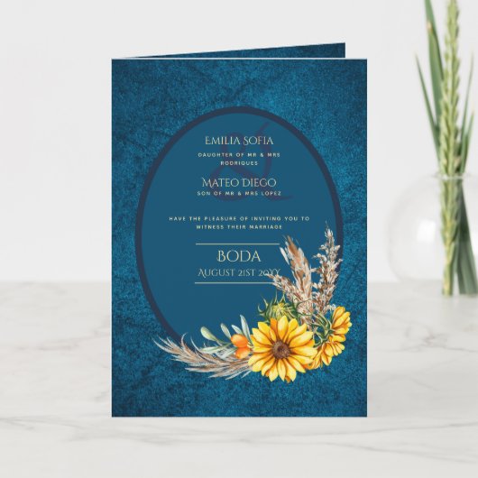 4pg Spanische BODA Einladungen Aquamarin Blaue Son (Vorderseite)