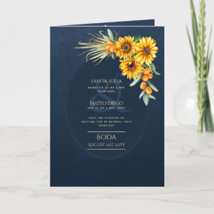 4pg Spanische BODA Einladungen, Blue Sunflowers Au Karte