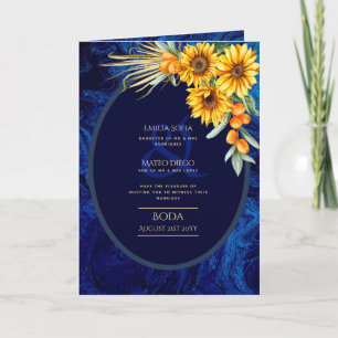 4pg Spanische BODA Einladungen, Blue Sunflowers Au Karte