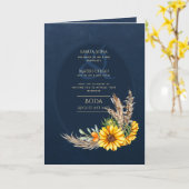4pg Spanische BODA Einladungen Navy Blue Sunflower (Gelbe Blume)