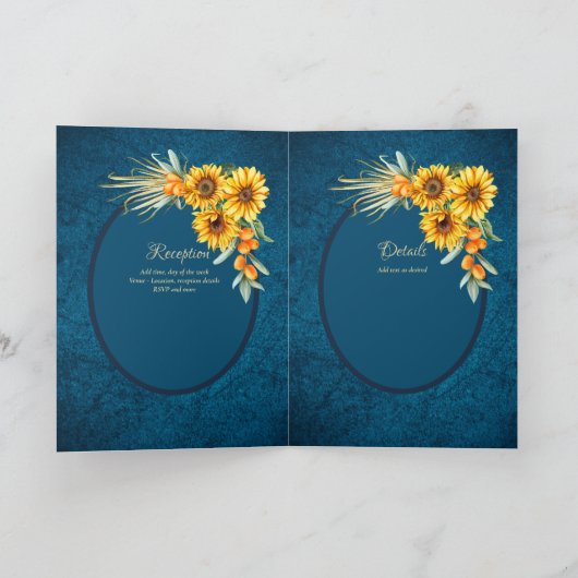 4pg Spanische BODA Einladungen Navy Blue Sunflower (Innenseite)
