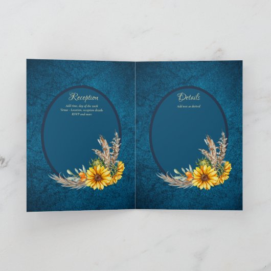 4pg Spanische BODA Einladungen Navy Blue Sunflower (Innenseite)