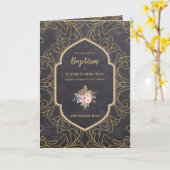 4seitige BAPTISM Einladung und Programm GOLD Verzi (Gelbe Blume)